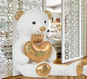 140 cm Işıltılı DORE Papyonlu, Kalp Tutan Peluş Ayı, Sevgiliye ÖZEL SERİ HEDİYE - 9