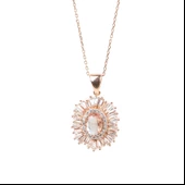 925 Ayar Gümüş Oval Zultanit, Baget ve Zirkon Taş Kolye thumbnail 2