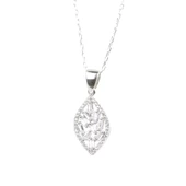 925 Ayar Gümüş Mekik Model Baget Taşlı Kolye thumbnail 1