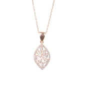 925 Ayar Gümüş Mekik Model Baget Taşlı Kolye thumbnail 2