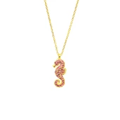 925 Ayar Gümüş Yakut Taşlı Deniz Atı Kolye - 3