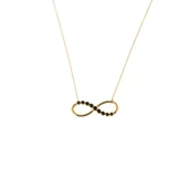 925 Ayar Gümüş Siyah Taşlı Sonsuzluk Modeli Kolye thumbnail 4