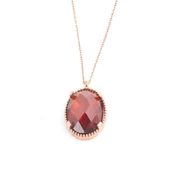 925 Ayar Gümüş Oval Garnet Taşlı Kolye - 3