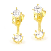 925 Ayar Gümüş Zirkon Taşlı Çift Taşlı Küpe - 8