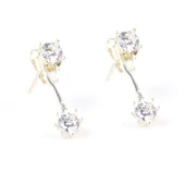 925 Ayar Gümüş Zirkon Taşlı Çift Taşlı Küpe - 6