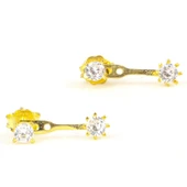 925 Ayar Gümüş Zirkon Taşlı Çift Taşlı Küpe - 4