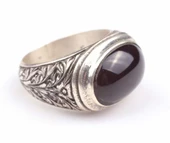 Gümüş Oniks Taşlı El Kalemli Erkek Yüzük thumbnail 4