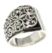 925 Ayar Gümüş Oniks Taşlı Erzurum Elişi Erkek Yüzük thumbnail 1