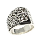 925 Ayar Gümüş Oniks Taşlı Erzurum Elişi Erkek Yüzük thumbnail 2