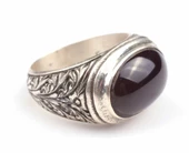 Gümüş Oniks Taşlı El Kalemli Erkek Yüzük thumbnail 3