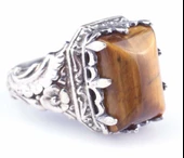 925 Ayar Gümüş Kaplangözü Taşlı Antik Tasarım Erkek Yüzük thumbnail 2