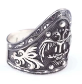 925 Ayar Gümüş Selçuklu Kartalı El Kalemli Okçu Yüzüğü thumbnail 2