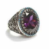 925 Ayar Gümüş Ametist Taşlı Erkek Yüzük thumbnail 1
