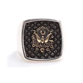 925 Ayar Gümüş Kabartmalı Osmanlı Devlet Arması Erkek Yüzük thumbnail 4