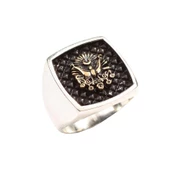 925 Ayar Gümüş Kabartmalı Osmanlı Devlet Arması Erkek Yüzük thumbnail 1