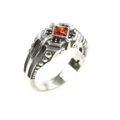 925 Ayar Gümüş Garnet Kare Taşlı Motifli Erkek Yüzük thumbnail 2