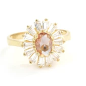 925 Ayar Gümüş Minik Oval Zultanit ve Baget Taş Yüzük thumbnail 7