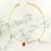 925 Ayar Gümüş Garnet Taşlı Minik Sonsuzluk Modeli Halhal thumbnail 3