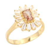 925 Ayar Gümüş Minik Dikdörtgen Zultanit ve Baget Taşlı Yüzük thumbnail 5