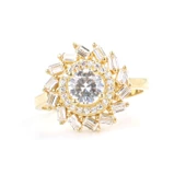 925 Ayar Gümüş Rüzgar Gülü Model Baget Taşlı Yüzük thumbnail 7