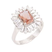 925 Ayar Gümüş Dikdörtgen Zultanit ve Baget Taşlı Yüzük thumbnail 1