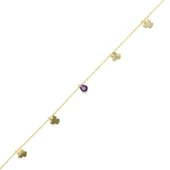 925 Ayar Gümüş Ametist Taşlı Melek Halhal thumbnail 2