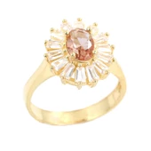 925 Ayar Gümüş Minik Oval Zultanit ve Baget Taş Yüzük thumbnail 4