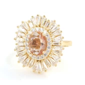 925 Ayar Gümüş Oval Zultanit, Baget ve Zirkon Taş Yüzük thumbnail 11