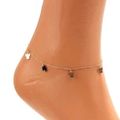 925 Ayar Gümüş Oniks Taşlı Melek Halhal thumbnail 5