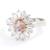 925 Ayar Gümüş Minik Oval Zultanit ve Baget Taş Yüzük thumbnail 3