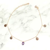 925 Ayar Gümüş Ametist Taşlı Yuvarlak Modeli Halhal thumbnail 3