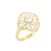 925 Ayar Gümüş Yonca Modeli Baget ve Zirkon Taşlı Yüzük thumbnail 1