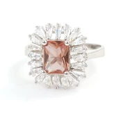 925 Ayar Gümüş Dikdörtgen Zultanit ve Baget Taşlı Yüzük thumbnail 4