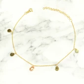 925 Ayar Gümüş Sitrin Taşlı Damla & Yıldız Modeli Halhal thumbnail 4