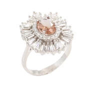 925 Ayar Gümüş Oval Zultanit, Baget ve Zirkon Taş Yüzük thumbnail 1