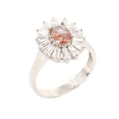 925 Ayar Gümüş Minik Oval Zultanit ve Baget Taş Yüzük thumbnail 1