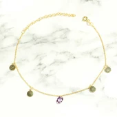 925 Ayar Gümüş Ametist Taşlı Yuvarlak Modeli Halhal thumbnail 4