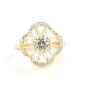 925 Ayar Gümüş Yonca Modeli Baget ve Zirkon Taşlı Yüzük thumbnail 5