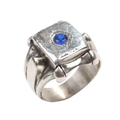 925 Ayar Gümüş Safir Taşlı Kare Kaşlı Erkek Yüzük thumbnail 1