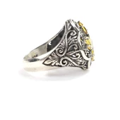 925 Ayar Gümüş Sitrin Taşlı İşlemeli Yüzük thumbnail 4