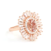 925 Ayar Gümüş Oval Zultanit, Baget ve Zirkon Taş Yüzük thumbnail 5