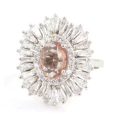 925 Ayar Gümüş Oval Zultanit, Baget ve Zirkon Taş Yüzük thumbnail 3