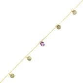 925 Ayar Gümüş Ametist Taşlı Yuvarlak Modeli Halhal thumbnail 1