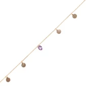 925 Ayar Gümüş Ametist Taşlı Yuvarlak Modeli Halhal thumbnail 2