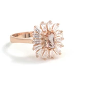 925 Ayar Gümüş Minik Dikdörtgen Zultanit ve Baget Taşlı Yüzük thumbnail 2