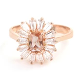 925 Ayar Gümüş Minik Dikdörtgen Zultanit ve Baget Taşlı Yüzük thumbnail 4