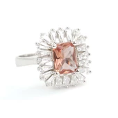 925 Ayar Gümüş Dikdörtgen Zultanit ve Baget Taşlı Yüzük thumbnail 2