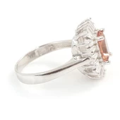 925 Ayar Gümüş Dikdörtgen Zultanit ve Baget Taşlı Yüzük thumbnail 3