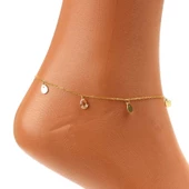 925 Ayar Gümüş Sitrin Taşlı Damla & Yıldız Modeli Halhal thumbnail 6