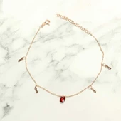 925 Ayar Gümüş Garnet Taşlı Minik Sonsuzluk Modeli Halhal thumbnail 5